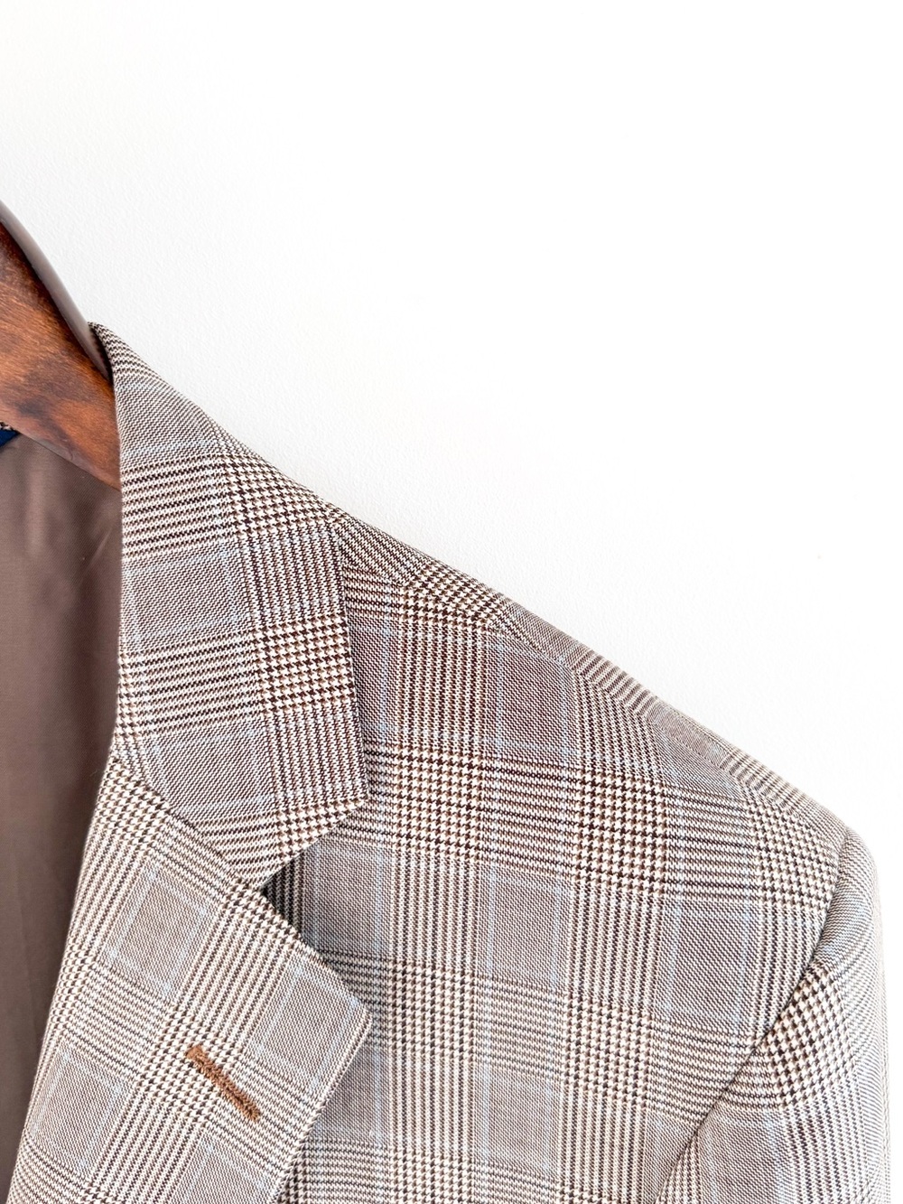NWT NEW Brooks Brothers Glen Plaid Italian Sport Coat Tan Blue Blazer Men's 43L - Picture 5 of 14